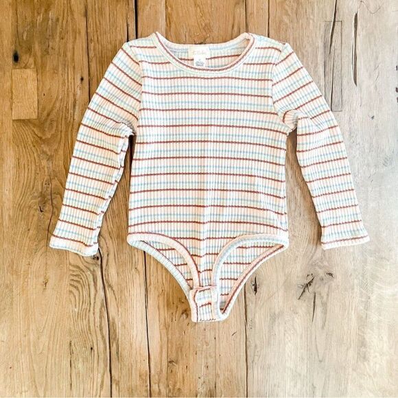Tullabee Long Sleeve Striped Retro Style Ribbed Bodysuit Size 5T - Picture 1 of 4